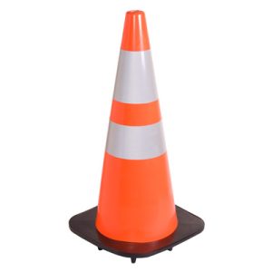 Orange Traffic Cone with Reflective Collars - 28”