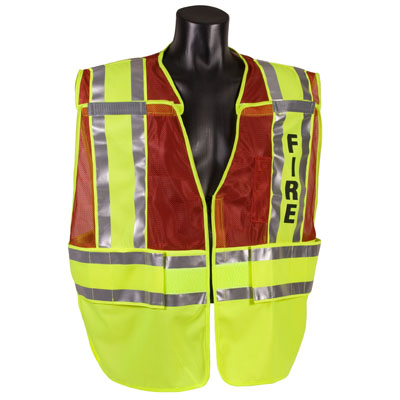 ANSI Class 2 - FIRE Red/Lime Public Safety Vests