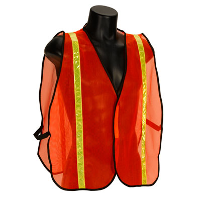 Economy Orange Mesh Vest with Lime Reflective - M to 4XL