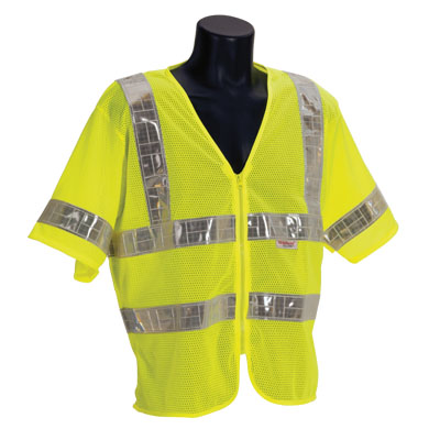 ANSI Class 3 Lime Mesh Vest with Half Sleeves & Zipper
