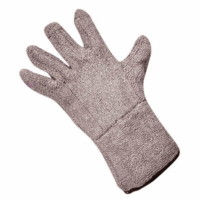 Heavyweight Brown Terrycloth Gloves - Gauntlet Cuff/Sold by the dozen.